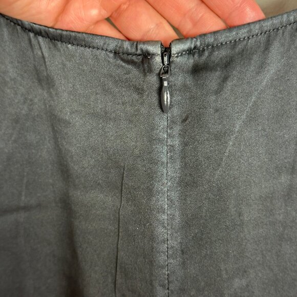 Eileen Fisher 100% Silk Peplum Blouse Womens Size Medium Top Dark Grey Black M - Picture 5 of 11